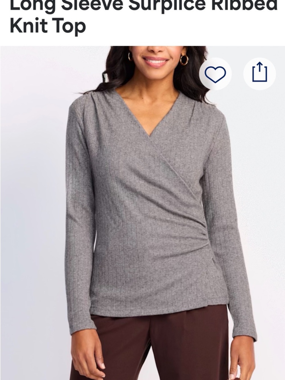 nine britton Ribbed Surplice V-Neck Sweater in Gray